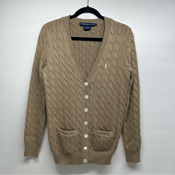 Ralph Lauren sport Camel Cable Knit Cardigan size L NWOT - Picture 1 of 7